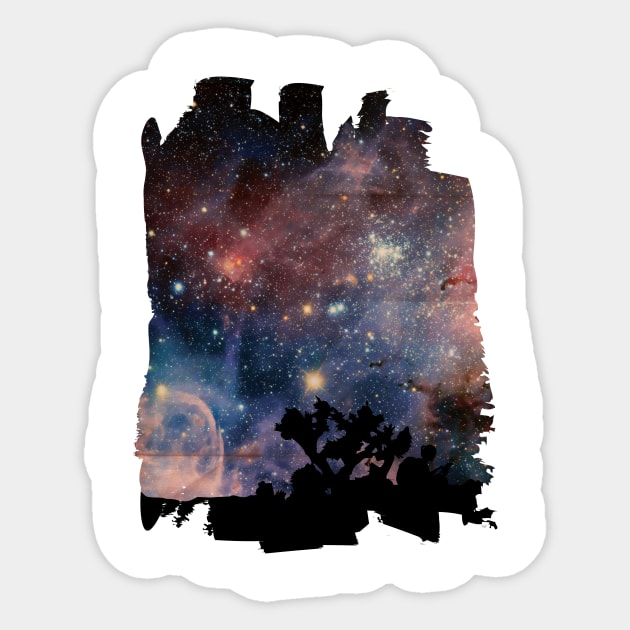 Colorful Night Sky while Camping & Reading Sticker by Freid